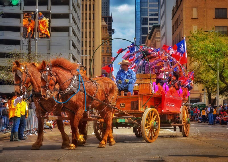 Every February since 1938 the nationâ€™s fourth largest city is transformed from a bustling metropolis to a down-home celebration of Western heritage. Decorative floats intermingle with thousands of men and women on horseback to fill the streets with hoof beats and marching bands. Enthusiastic Houstonians join out-of-town spectators to line the streets and sidewalks to be involved in one of Houstonâ€™s most popular celebrations!. Every February since 1938 the nationâ€™s fourth largest city is transformed from a bustling metropolis to a down-home celebration of Western heritage. Decorative floats intermingle with thousands of men and women on horseback to fill the streets with hoof beats and marching bands. Enthusiastic Houstonians join out-of-town spectators to line the streets and sidewalks to be involved in one of Houstonâ€™s most popular celebrations!